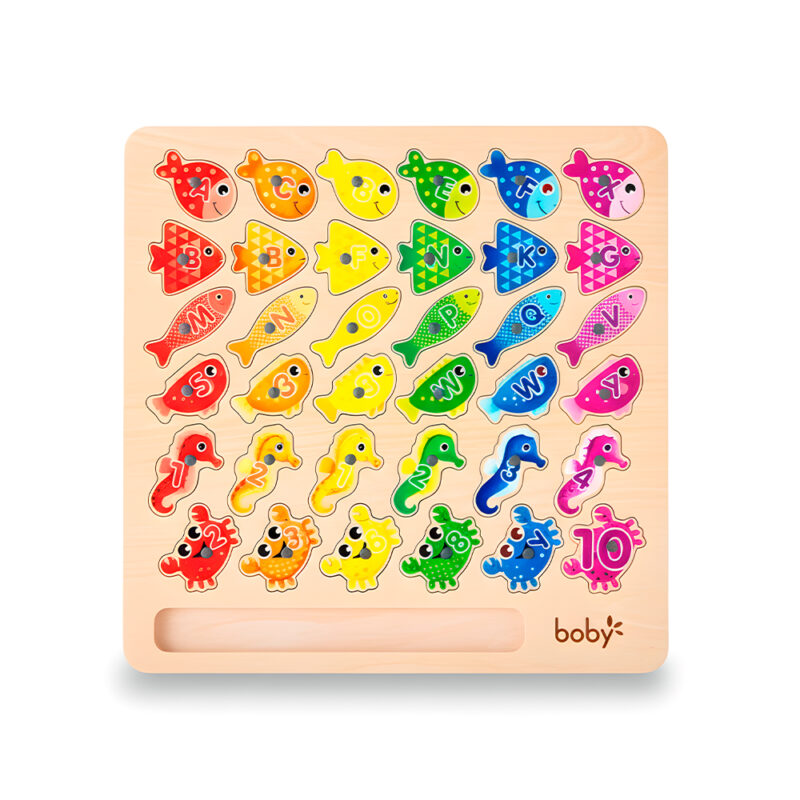 Jogo Pesca Boby Quebra Cabeça Encaixe em Madeira Crianças