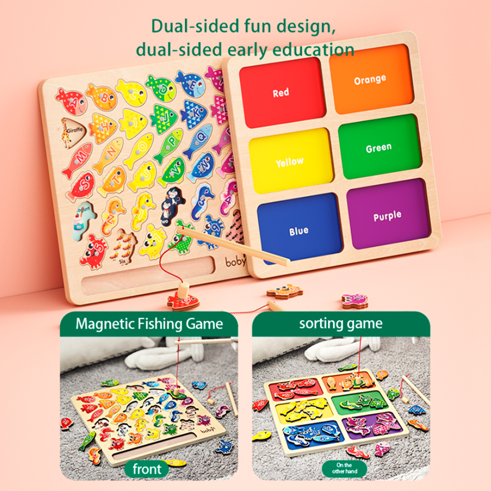 Jogo Pesca Boby Quebra Cabeça Encaixe em Madeira Crianças