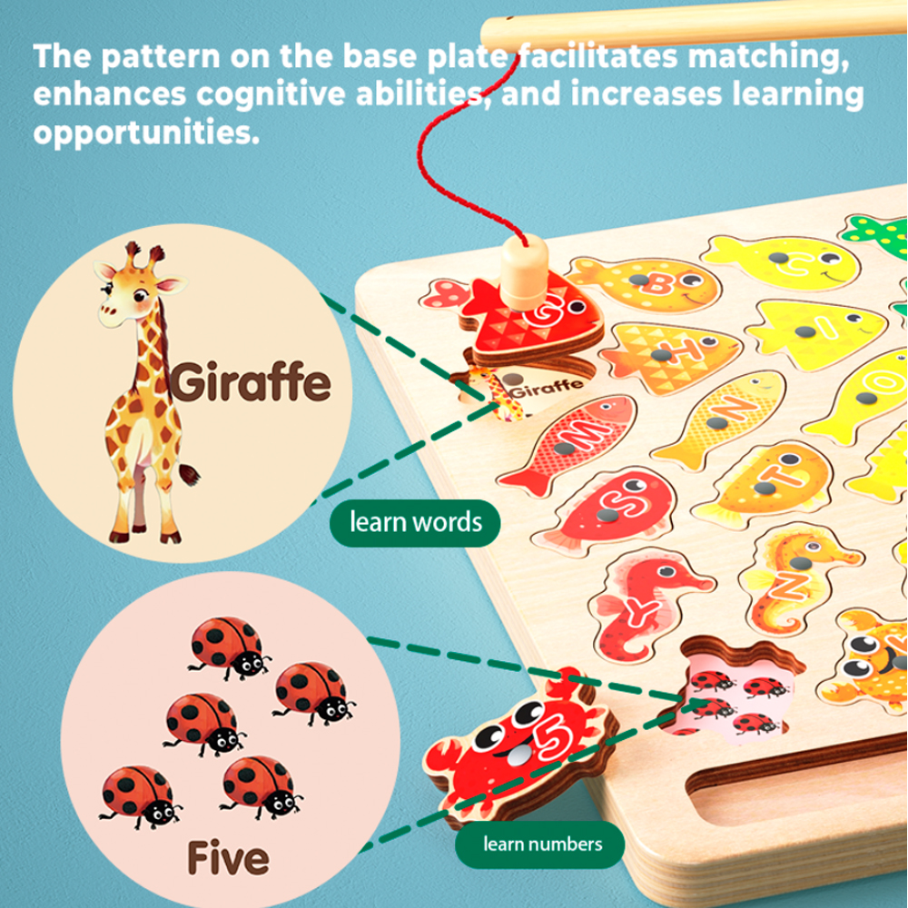 Jogo Pesca Boby Quebra Cabeça Encaixe em Madeira Crianças