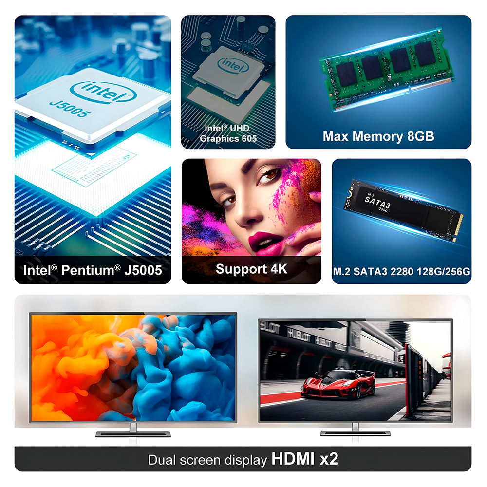 Mini PC Beelink GKMini J5005U 8bg RAM 128gb Mini Desktop