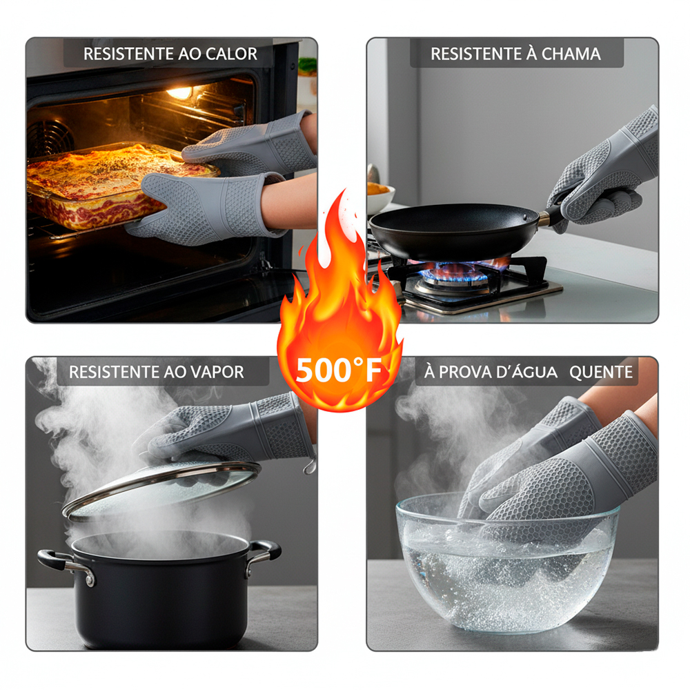 Luvas de Forno Life Extra Longas em Silicone