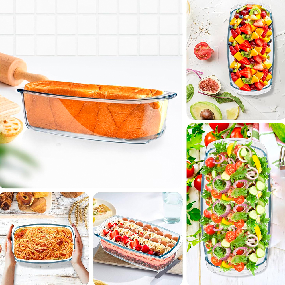 Forma Vidro Borosilicato Life 1.8L 2 Pçs C/ Tampa Pão Bolo