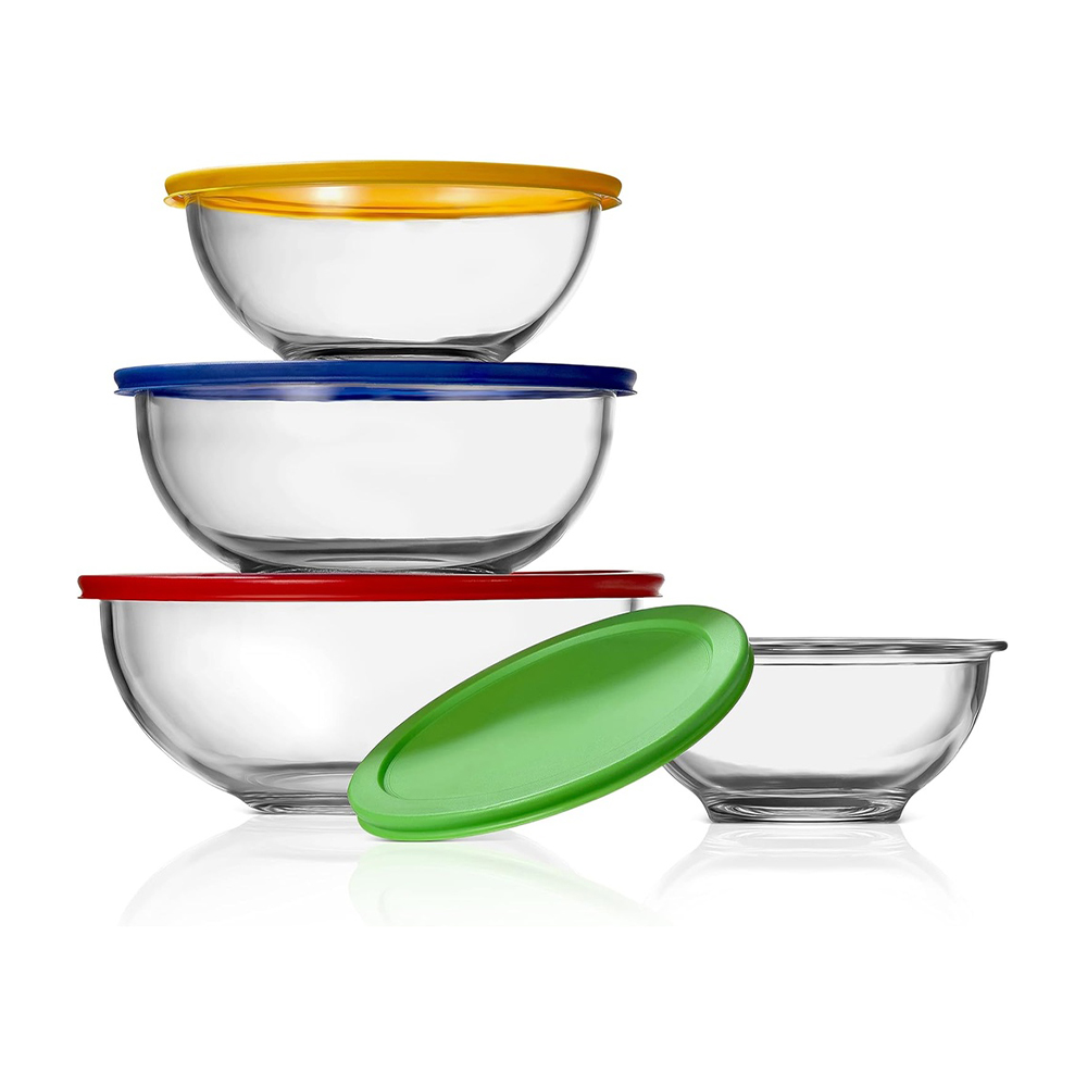 Pote Tigela Vidro Borosilicato Life 4 Pçs Tampa PE Hermética