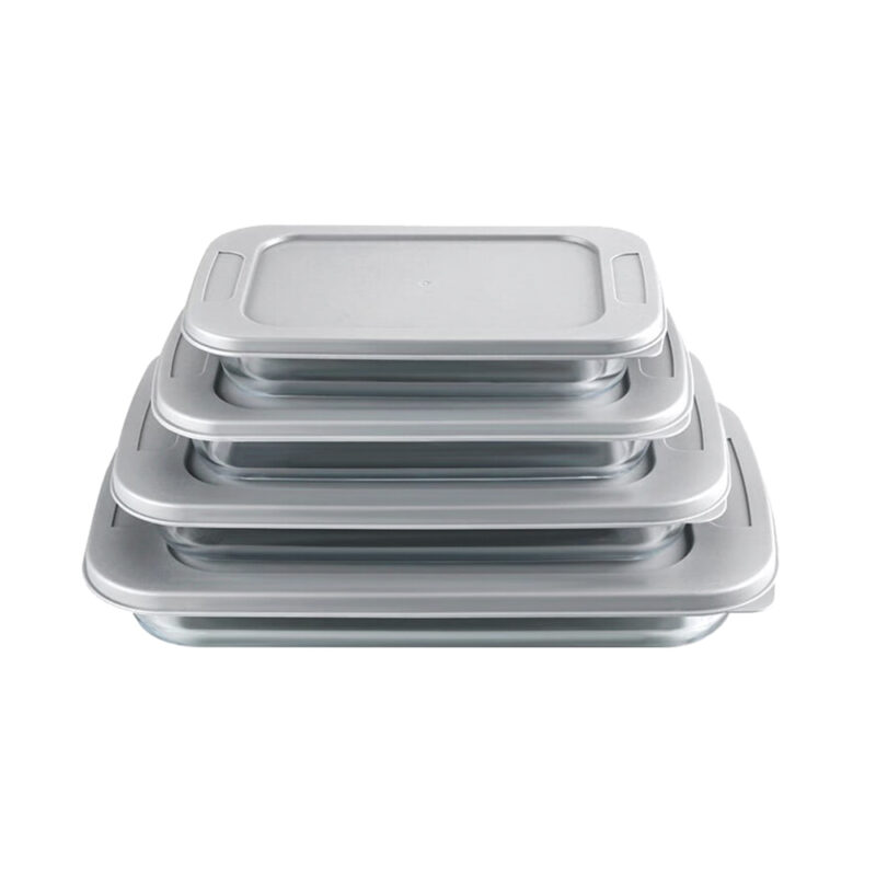 Assadeira Vidro Borosilicato Life 4 Pçs Funda C/ Tampa Forno