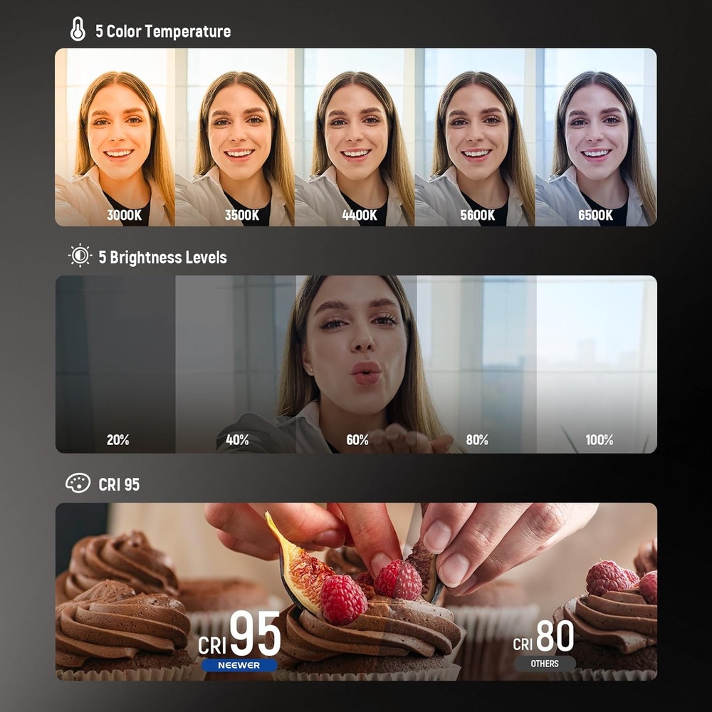Luz Led Selfie Magnética Neewer NL48B Portátil Vídeos Fotos