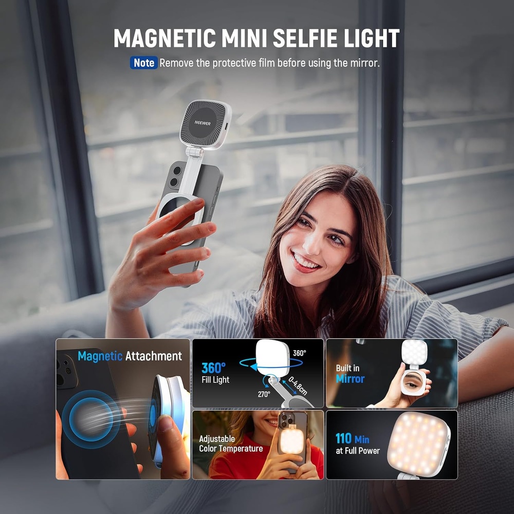 Neewer Luz Magnética LED NL48B para Selfie Celular Portátil