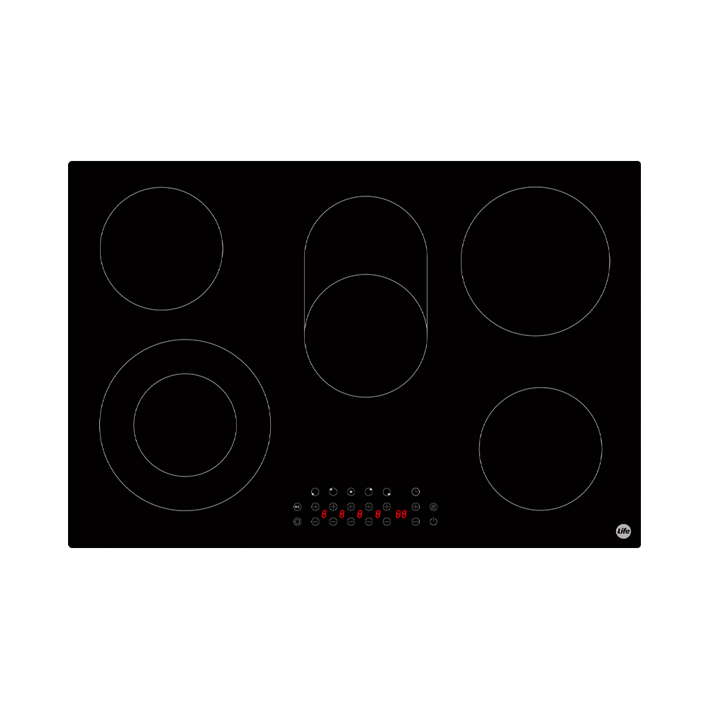 Cooktop Vitroceramico Life 5 Zonas Preto Alta Performance