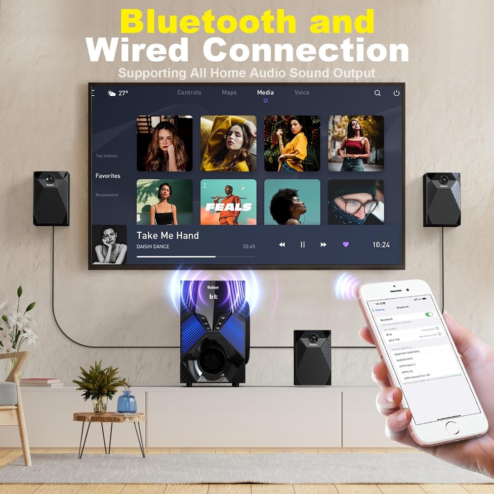 Home Theater Bobtot B79 1000W 5.1 Bluetooth Subwoofer 8 HDMI