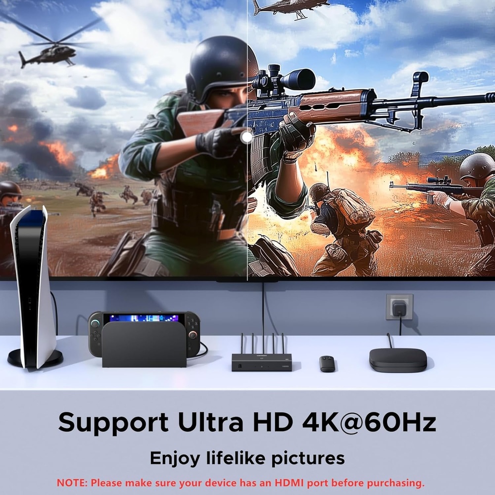 UGREEN Seletor HDMI 3x1 4K 60Hz Controle Ps5 Xbox Plug Play