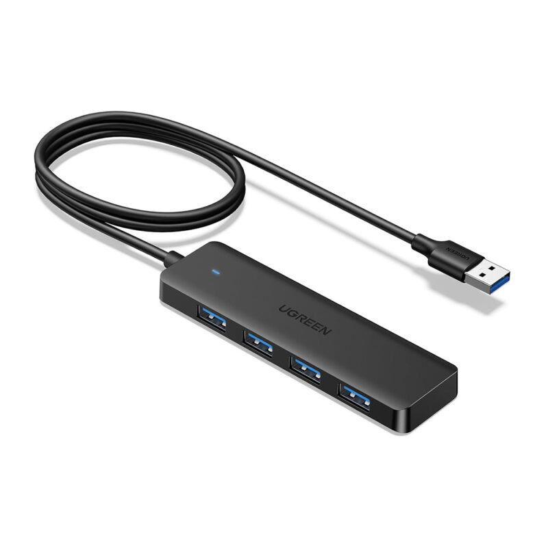 Hub USB 3.0 UGREEN 4 Portas 5Gbps Ultra Slim para PC Cabo 1M