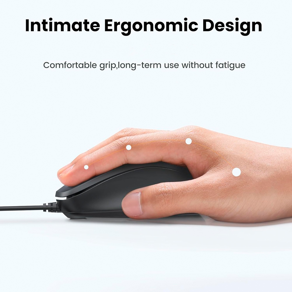 Mouse com Fio USB Ugreen Silencioso 1200 DPI 3 Botões p/PC