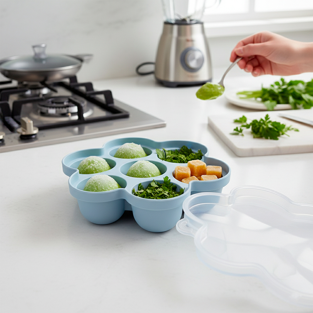 Kuhu Bandeja Armazenamento Alimentos Gelo Com Tampa Azul