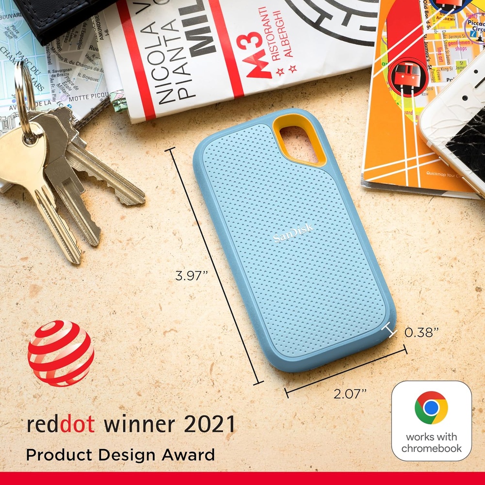 Sandisk Disco Sólido Ssd Externo 2TB Usb Extreme Sky Blue