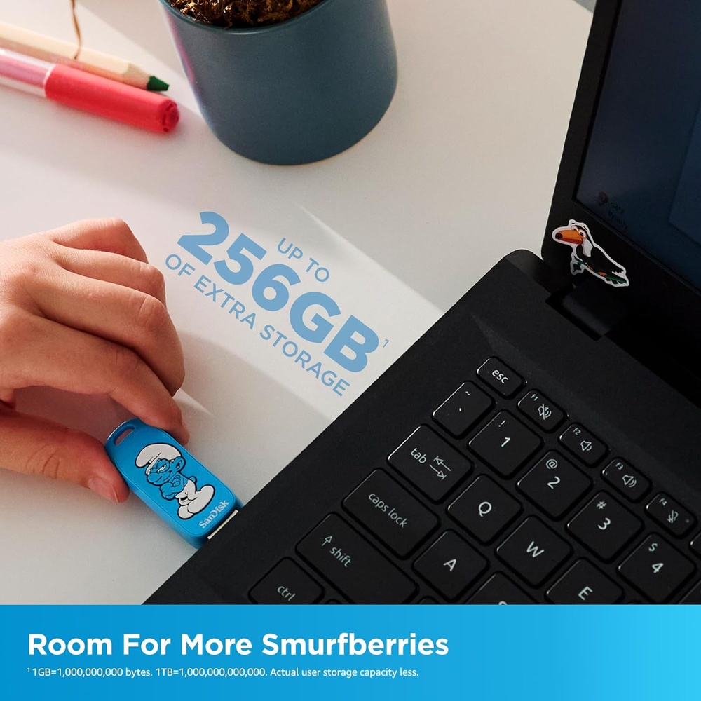 Pen Drive Sandisk Smurfs 128GB USB 3.2 Papa Smurf 130Mbs