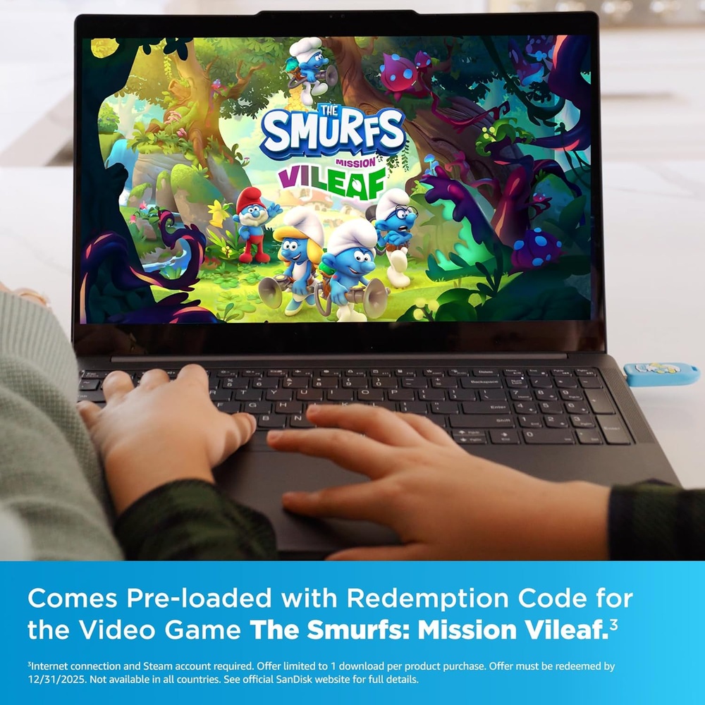 Pen Drive Sandisk Smurfs 64GB USB 3.2 Brainy Smurf 130Mbs