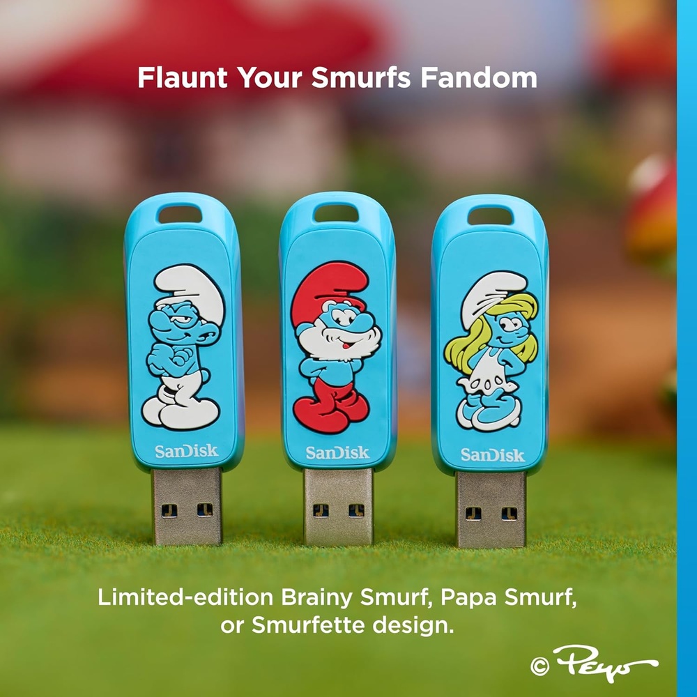 Pen Drive Sandisk Smurfs 64GB USB 3.2 Brainy Smurf 130Mbs
