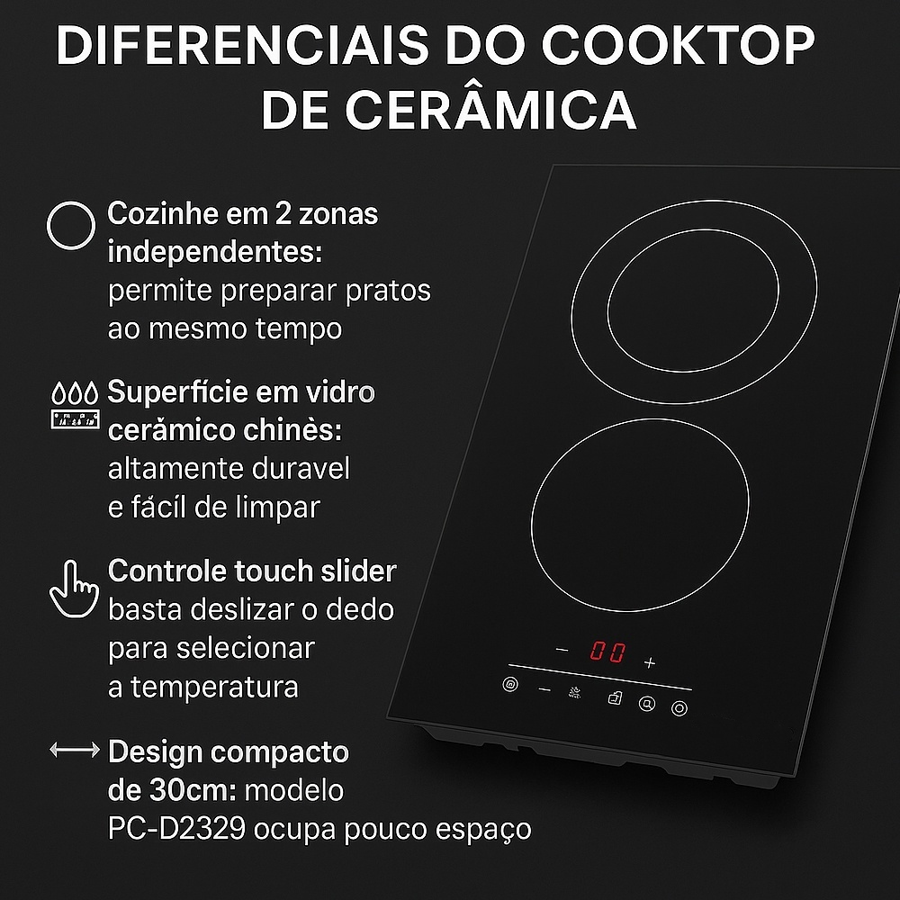 Cooktop Fogão Elétrico Life 2Bocas 220-240V Preto
