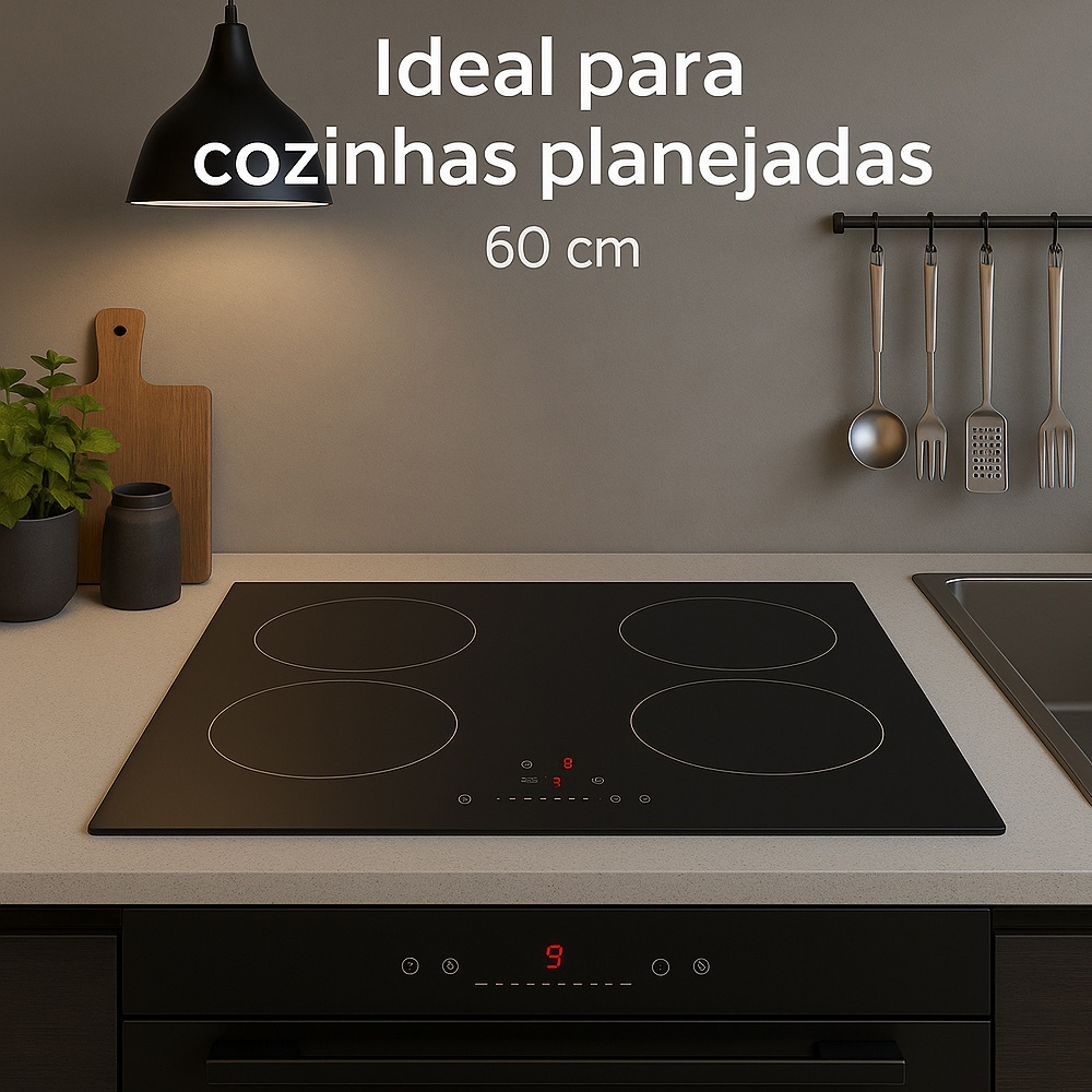 Cooktop Fogão Elétrico Life 4Bocas 220-240V Preto