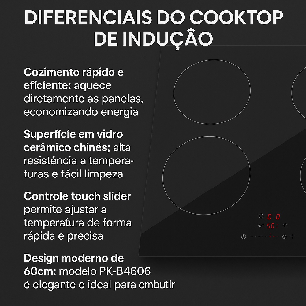 Cooktop Fogão Elétrico Life 4Bocas 220-240V Preto