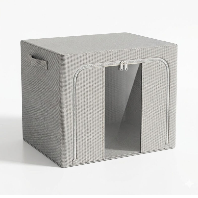 Caixa Organizadora Dobrável Life 66 Litros Grande Cinza