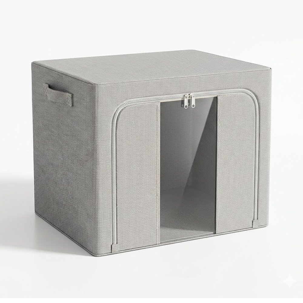 Caixa Organizadora Dobrável Life 66 Litros Grande Cinza