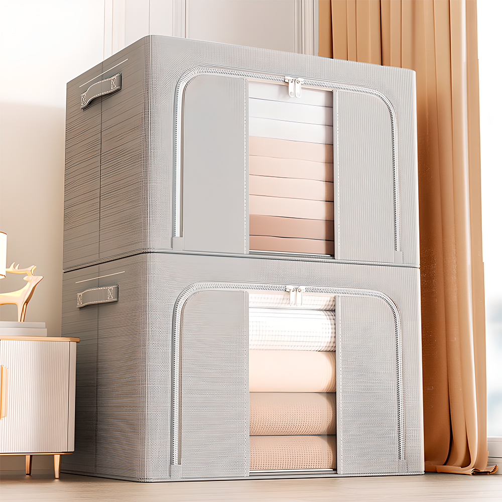 Caixa Organizadora Dobrável Life 66 Litros Grande Cinza