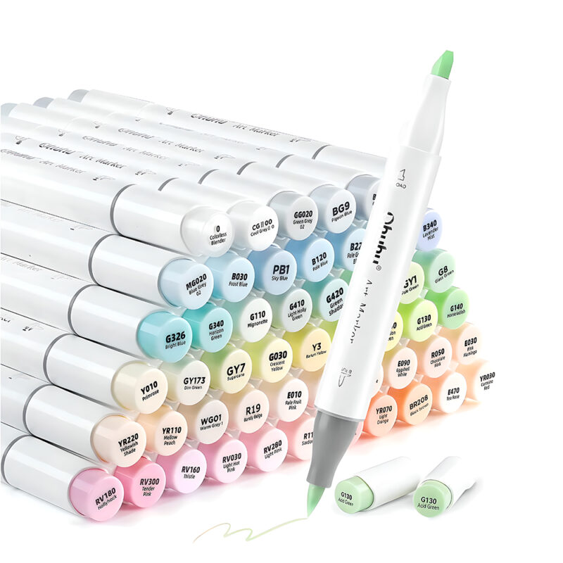 Kit Marcadores Ohuhu Honolulu 48 Cores Ponta Dupla Pastel