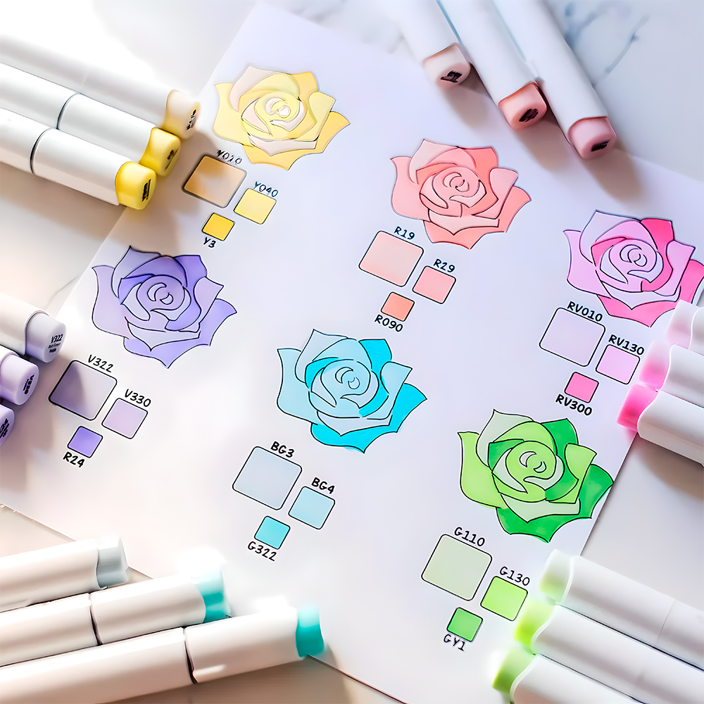 Kit Marcadores Ohuhu Honolulu 48 Cores Ponta Dupla Pastel