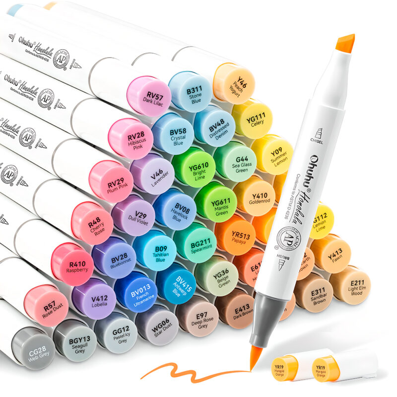 Marcador Álcool Ohuhu Honolulu 48 Cores Dupla Ponta Arte