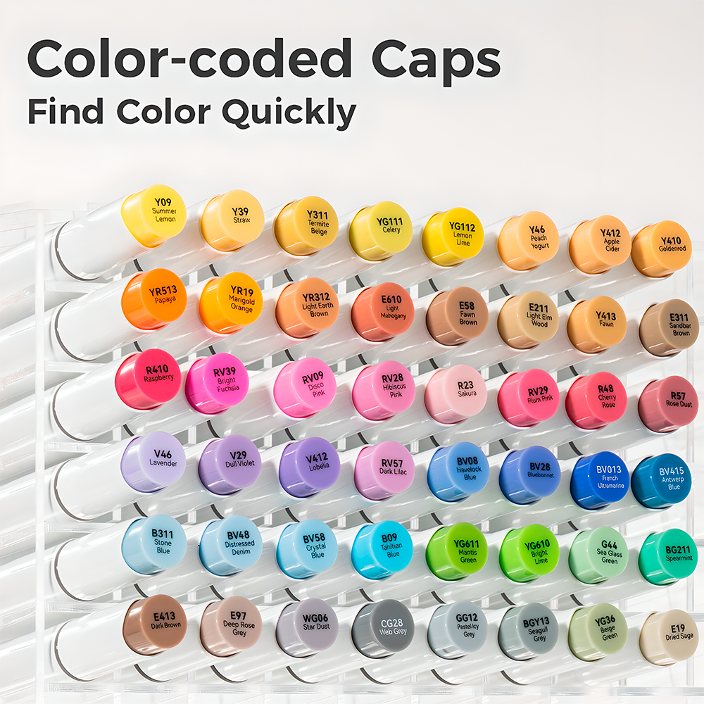 Marcador Álcool Ohuhu Honolulu 48 Cores Dupla Ponta Arte