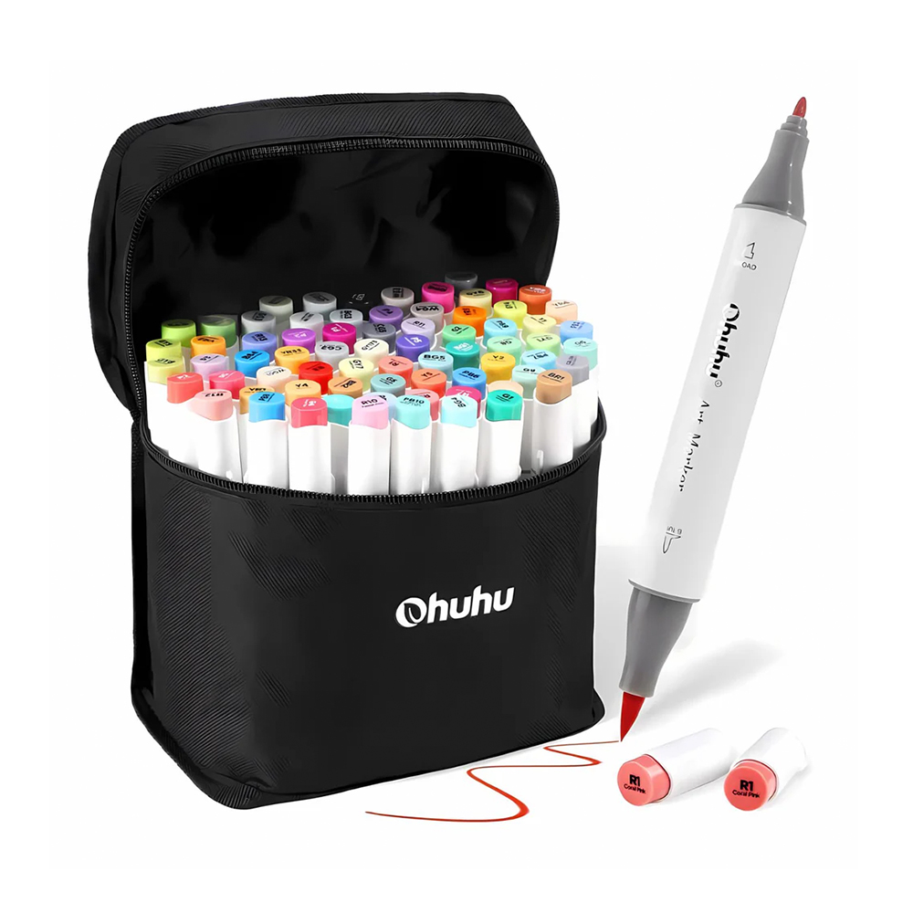 Marcador Álcool Ohuhu Honolulu B 72 Cores Ponta Dupla Arte
