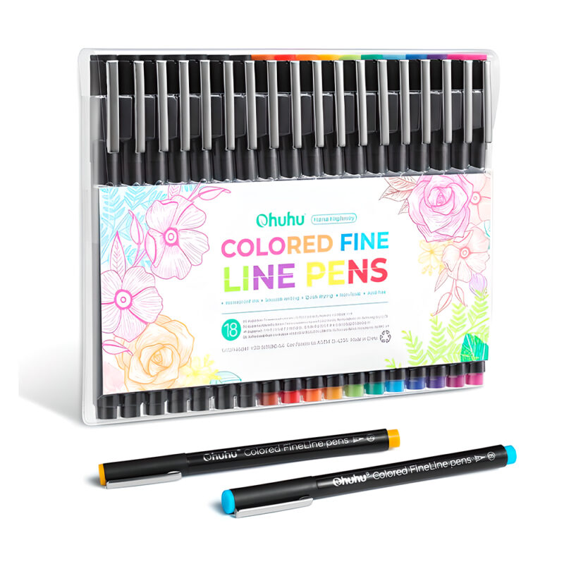 Kit Canetas Fineliner Ohuhu 18 Cores Micro Ponta Desenho