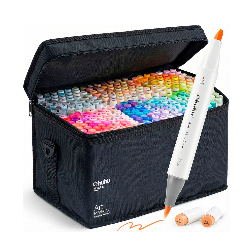 Marcador Álcool Ohuhu Honolulu Ponta Dupla 320 Cores Arte