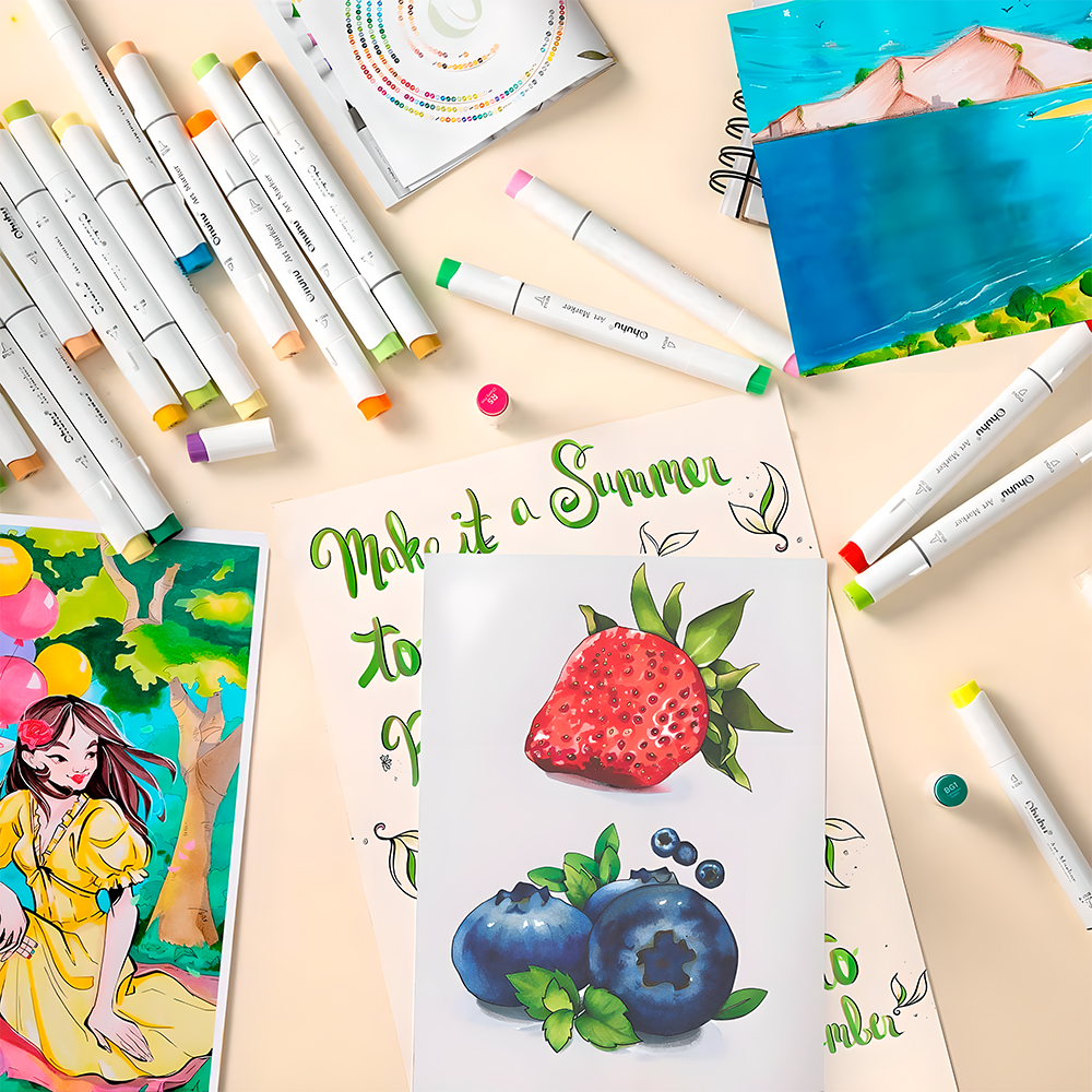 Marcador Álcool Ohuhu Honolulu Ponta Dupla 320 Cores Arte