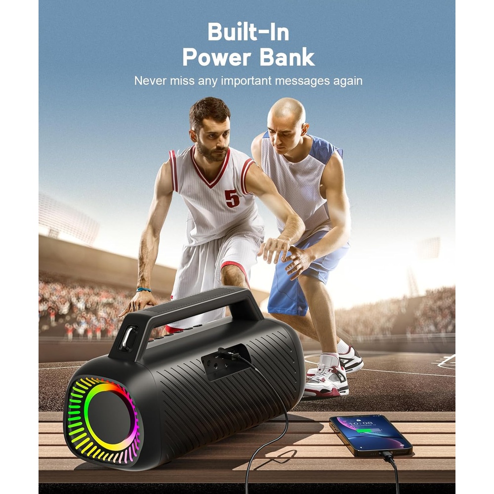 Caixa de Som Ortizan M12 Bluetooth 5.3 80W Portátil IPX7