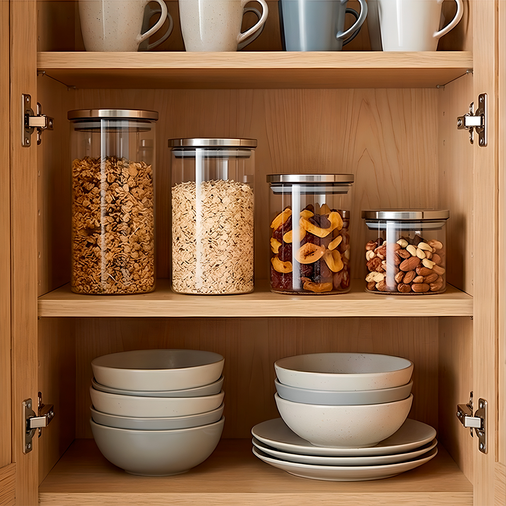 Pote Vidro Hermético Kit 4 Life Tampa Inox Vedação Cozinha