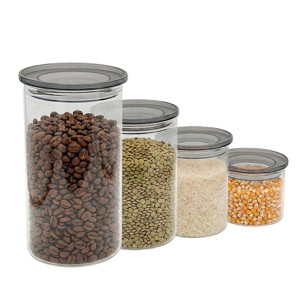 Potes De Vidro Life Kit 4 Redondo Tampa Hermética Cozinha