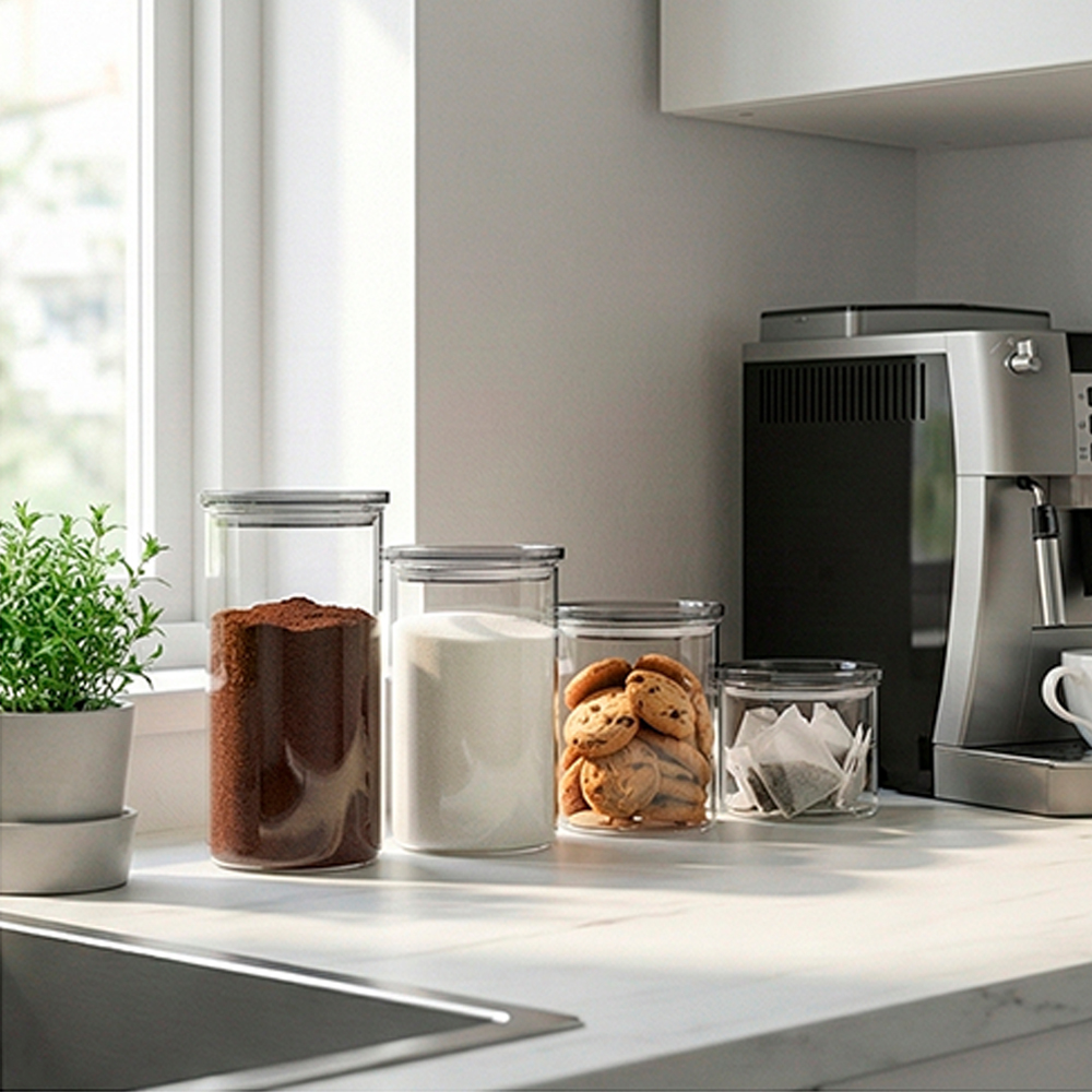 Potes De Vidro Life Kit 4 Redondo Tampa Hermética Cozinha