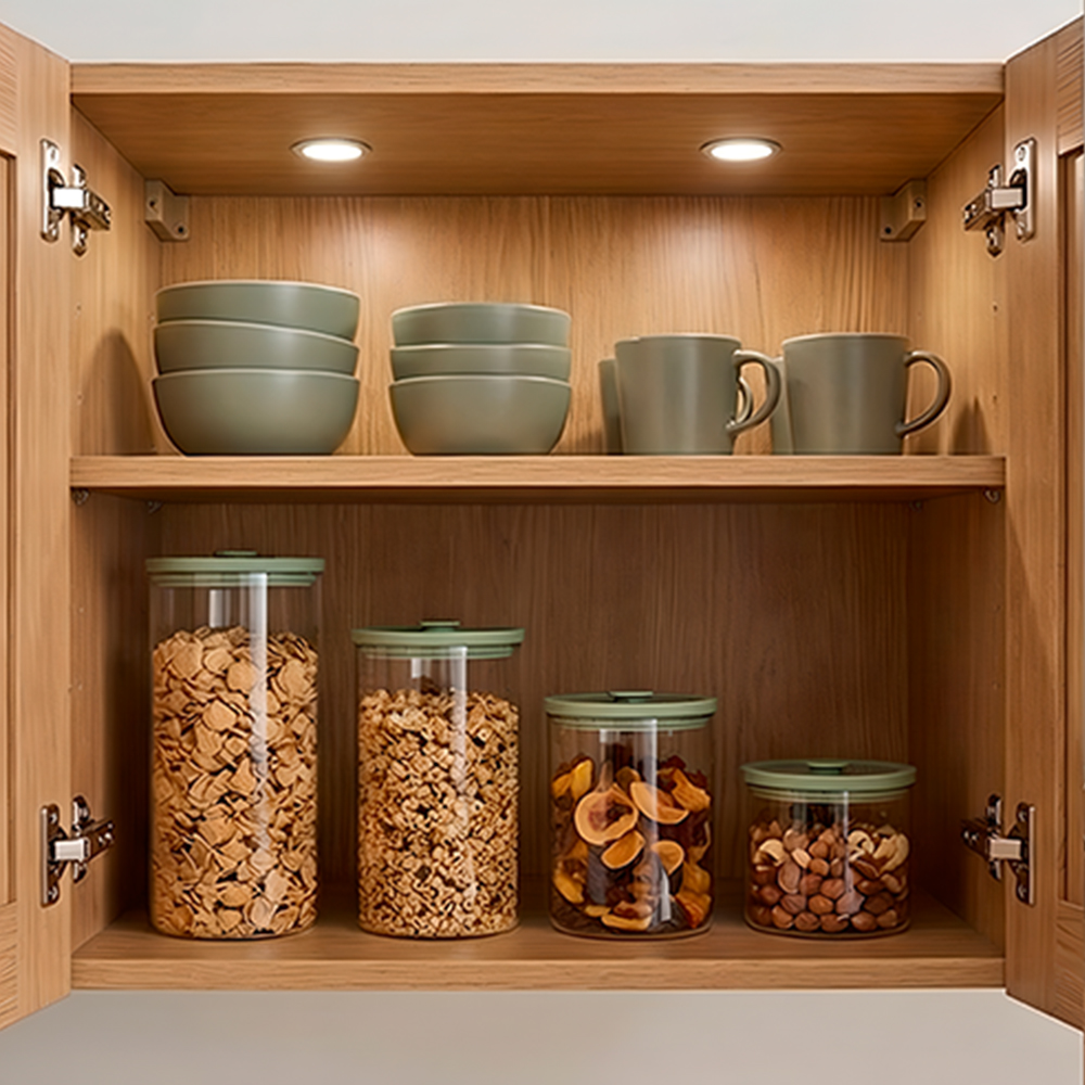 Potes De Vidro Life Redondo Kit 4Pcs com Tampa Vidro Cozinha