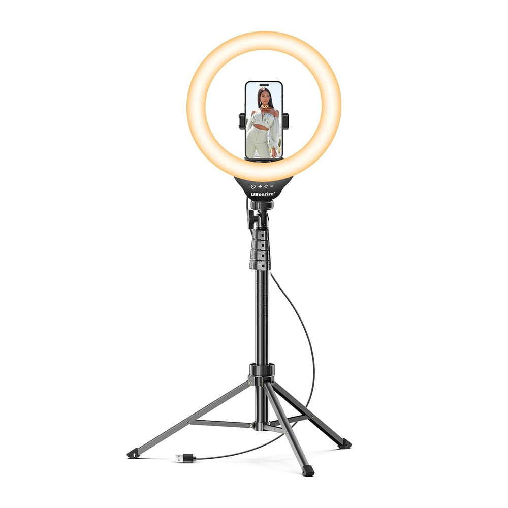 Ring Light 12'' Ubeesize Tripé LED Ajustável Profissional