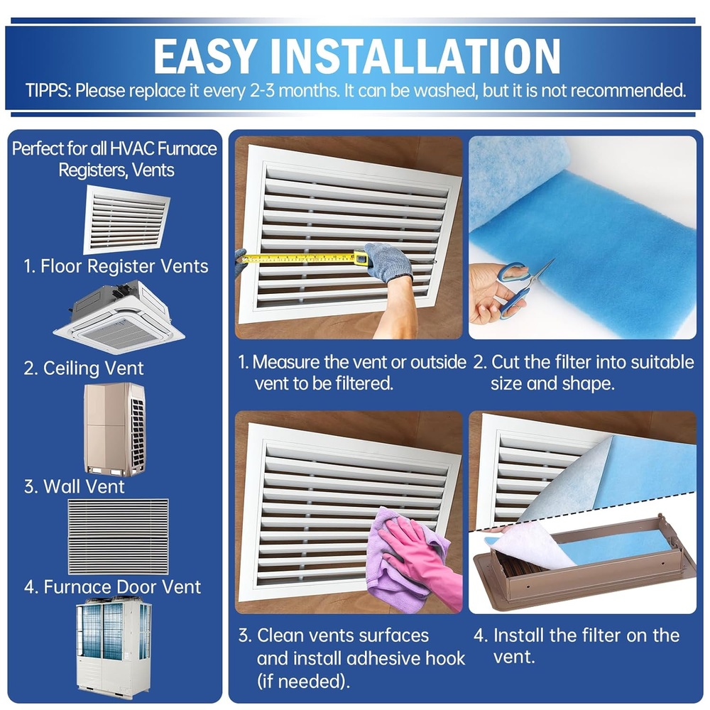 Filtro Ar Ventilação MERV 8 Ubeesize Kit 50 Cortável Grelha