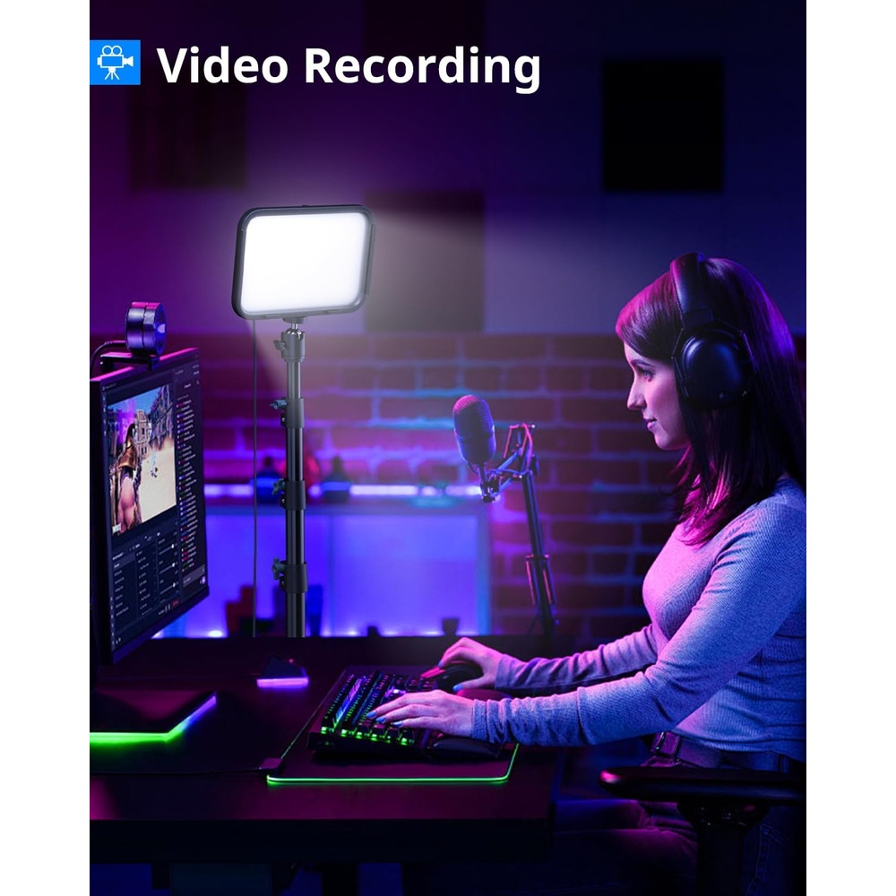 Kit 2 Luzes Ubeesize RGB Tripé Ajustável pra Vídeo Streaming