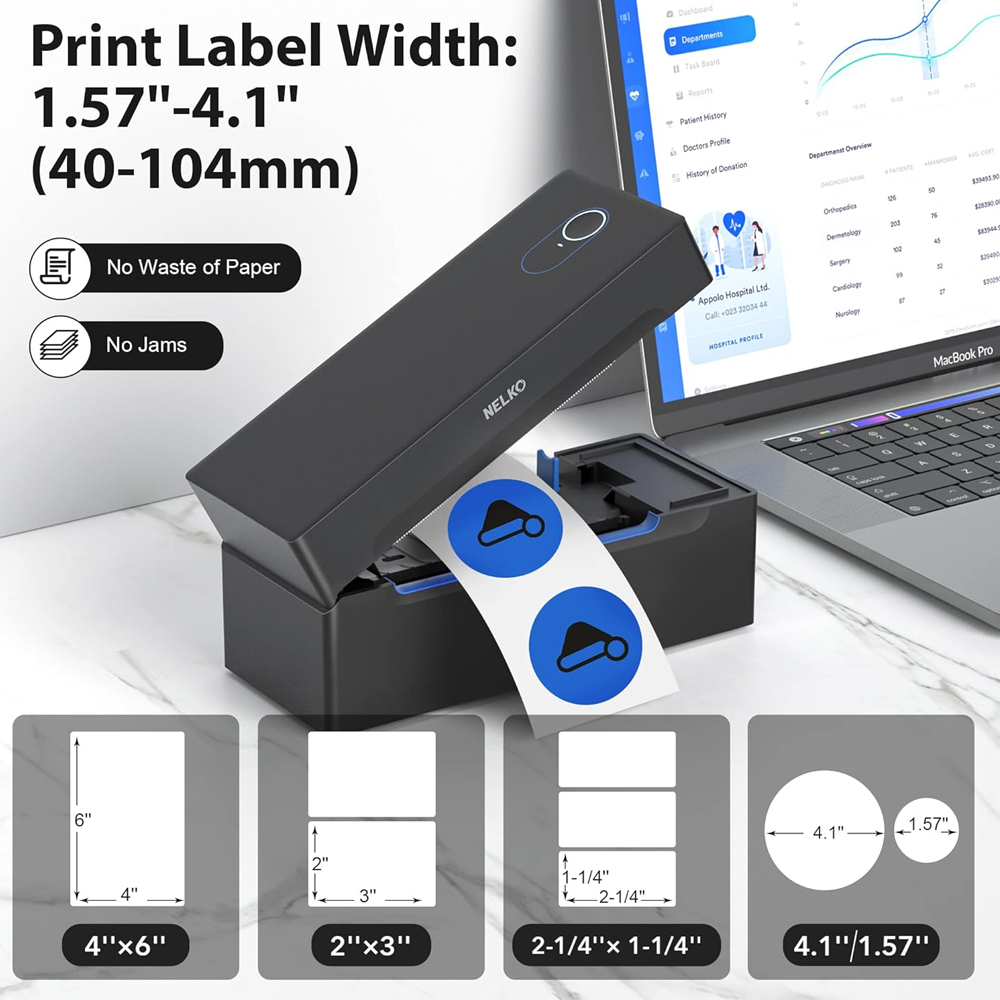 Nelko Impressora Térmica PL8OE Bluetooth 4x6 Para Etiquetas