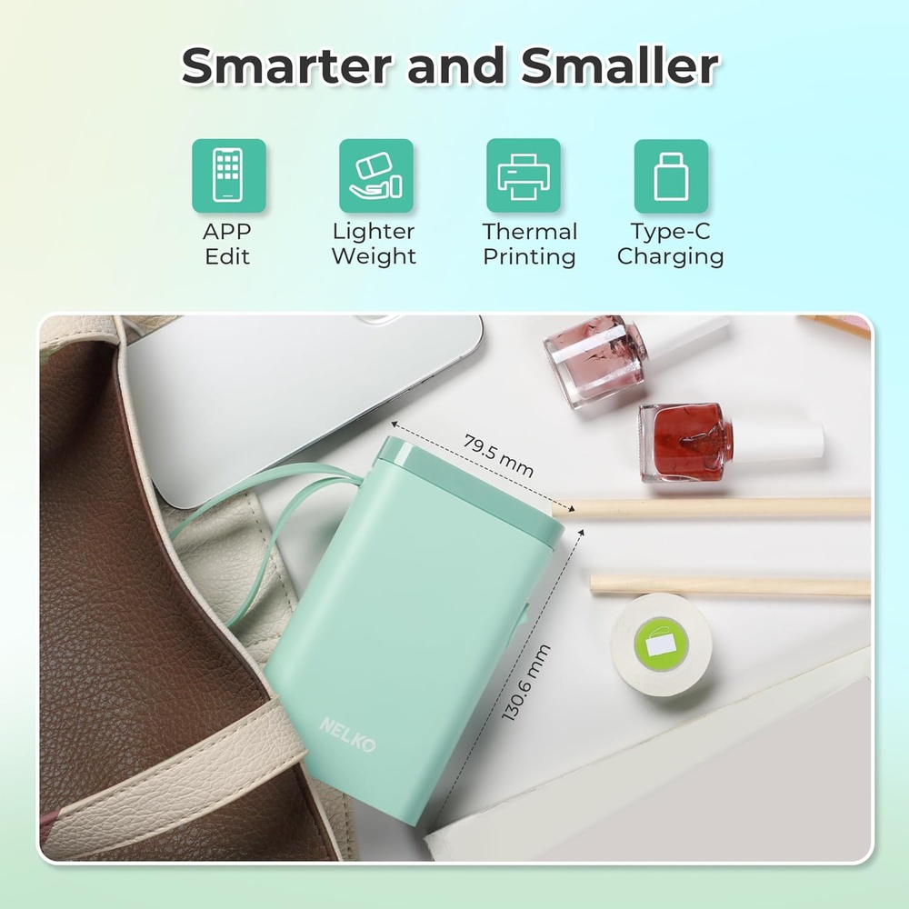Impressora Etiquetas Nelko P21 Bluetooth Portátil Fita Verde