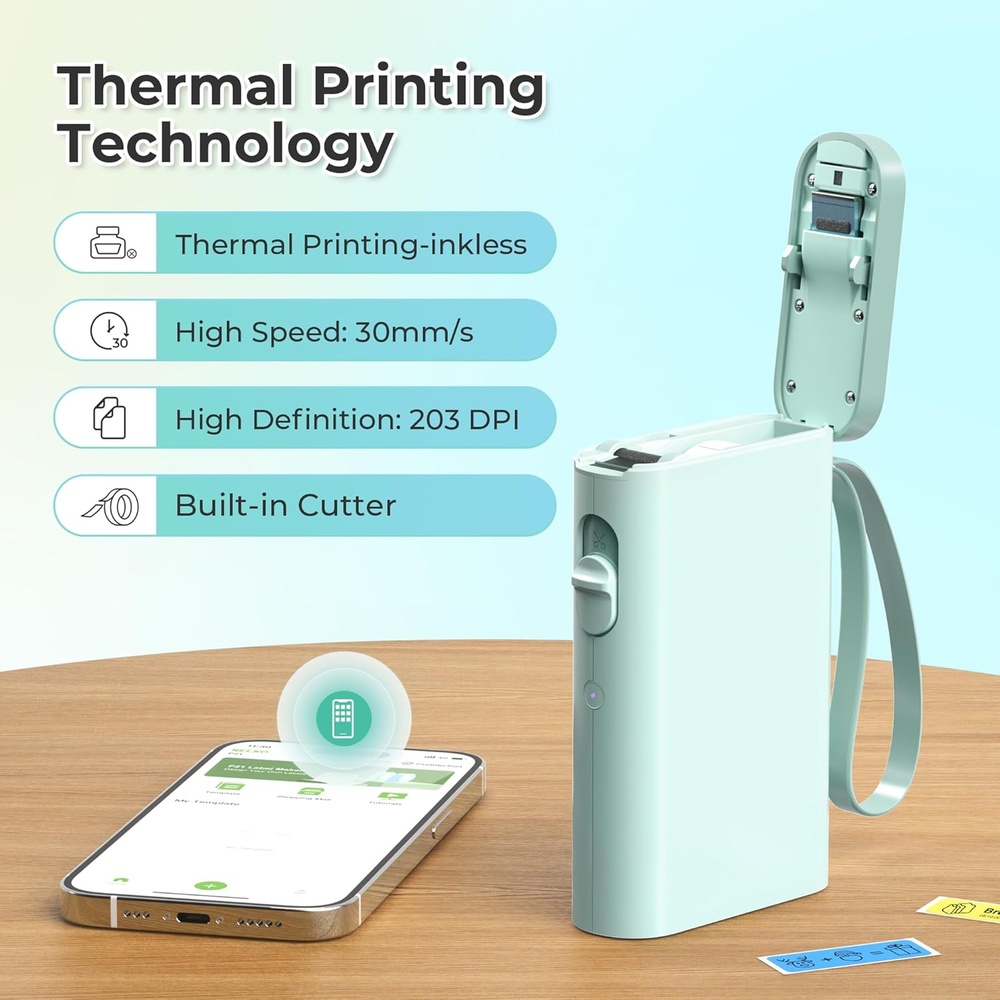 Impressora Etiquetas Nelko P21 Bluetooth Portátil Fita Verde