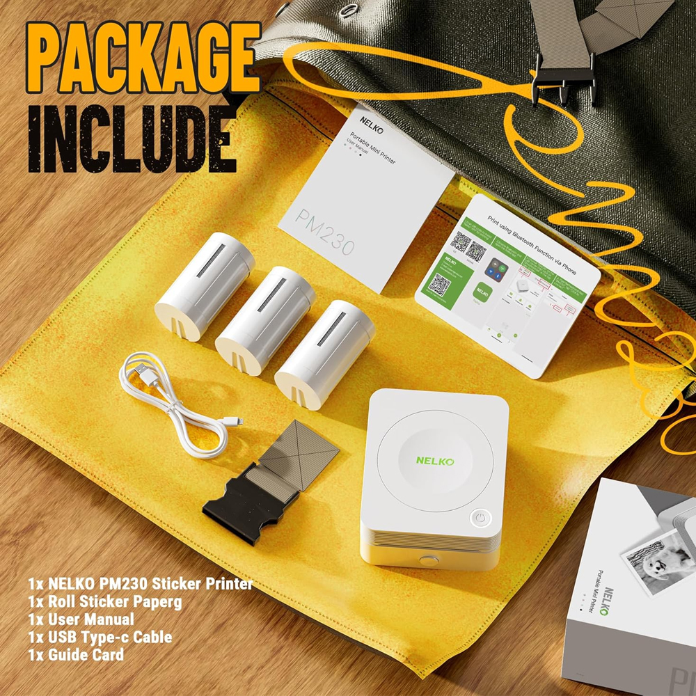 Impressora Etiquetas Nelko PM230 Bluet Portátil Kit 3 Rolos