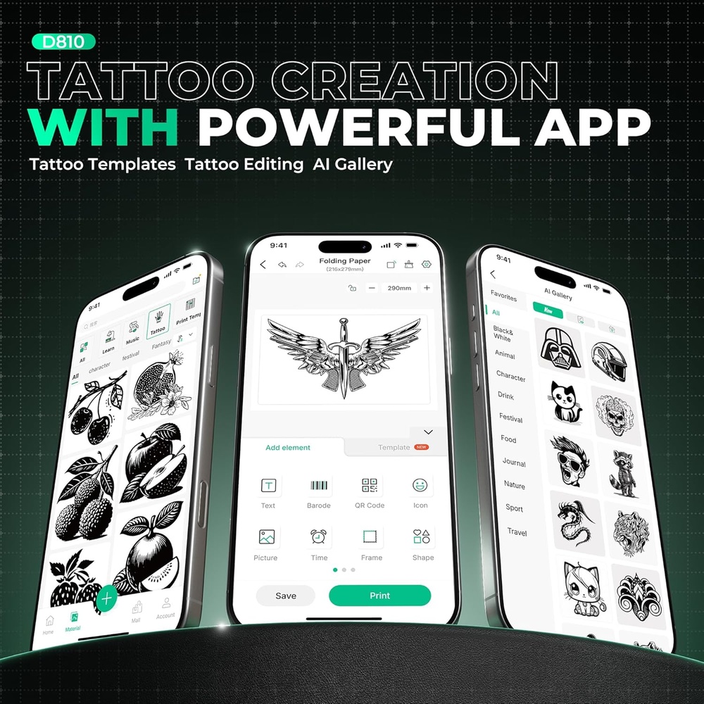 Nelko Impressora D810 Stencil para Tatuagem Sem Fio Portátil