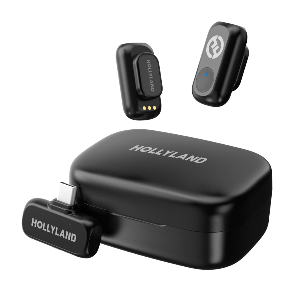 Microfone Lapela Sem Fio Hollyland LARK A1 Duo, USB-C Cinza