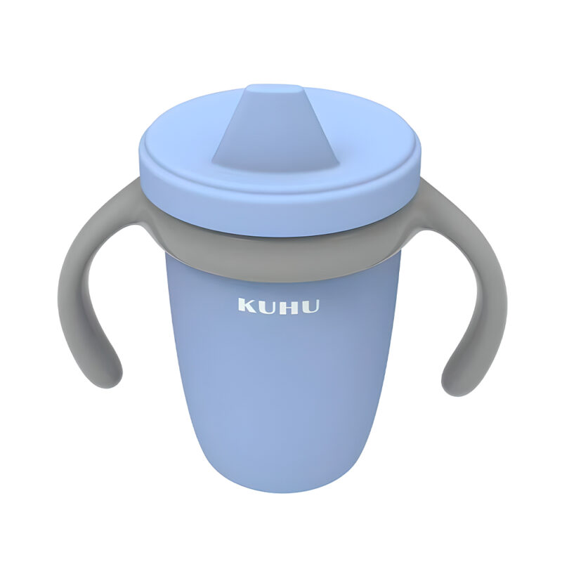 Copo De Treinamento Kuhu 240ml Bico Antivazamento Azul