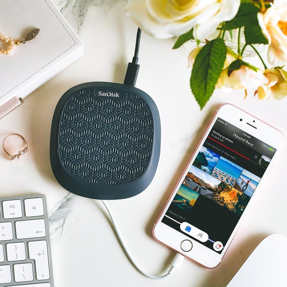 SanDisk iXpand Base 128GB para iPhone, Backup e Carregador